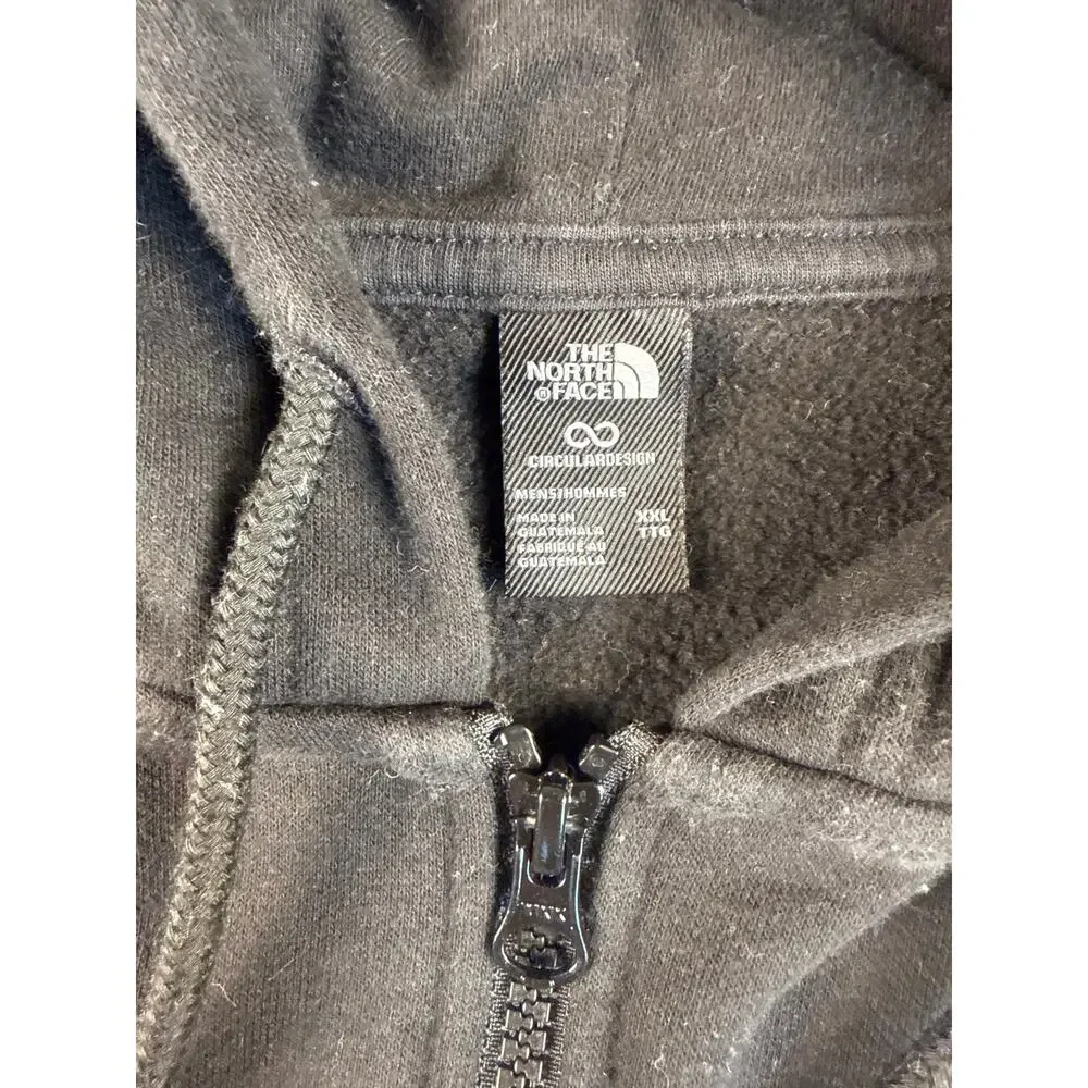 The North Face Hoodie Mens 2XL Black Full Zip Fleece Circular Design Sweatshirt